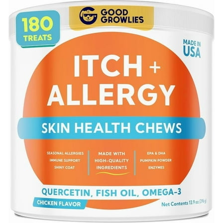 Dog Allergy Relief Chews — Anti-Itch Skin & Coat Supplement: No Fillers, Just Flavor - Itchy Skin Relief Treatment w/Omega 3 Fish Oil - Itching&Paw Licking - Dry Skin&Hot Spots - Made in USA - 180Ct