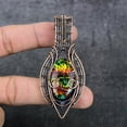 thumbnail image 2 of Natural Ammolite Gemstone Copper Wire Wrap Gift Jewelry Pendant 3.03", 2 of 4