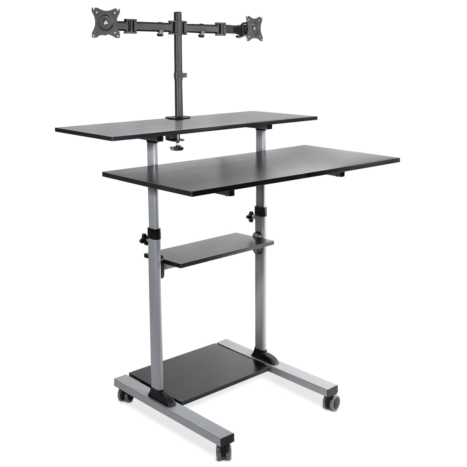 MountIt! Mobile Standing Desk with Dual Monitor Mount 40 Inch Wide