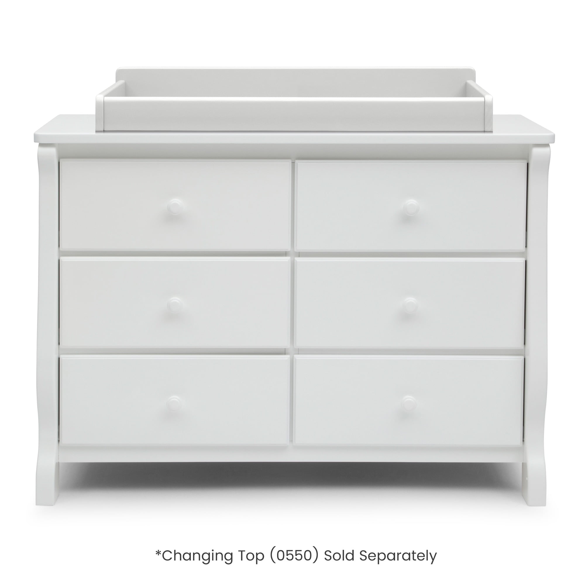 Delta Children Universal 6 Drawer Dresser with Interlocking Drawers - Greenguard Gold Certified, White