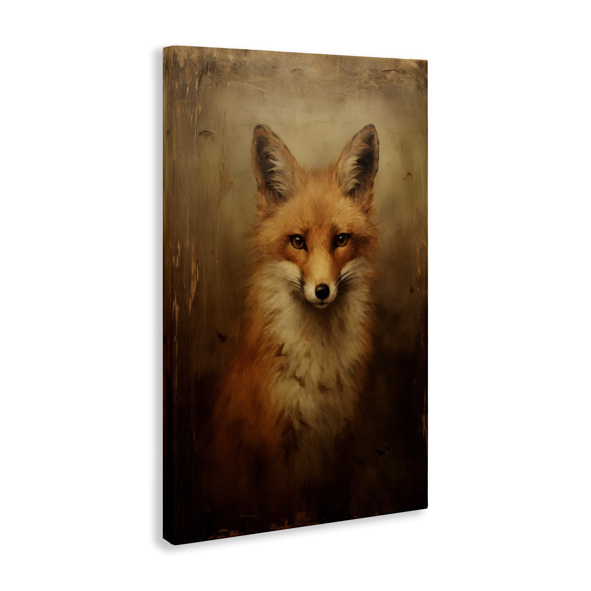 Stupell Industries Dark Fox Visage Animals & Insects Painting Gallery Wrapped Canvas Art Print Wall Art, 20 x 30