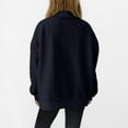 thumbnail image 4 of Half Zip Fleece Sweatshirt Womens Oversized Fit Casual Warm Long Sleeve Sherpa Lapel Pullover Sweater Tops 2025 (L, Navy), 4 of 7