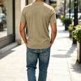 thumbnail image 6 of Men's Big and Tall Shirts Cotton V Neck Plus Size Short Sleeve Soft Casual 2026 Summer Tee Khaki 2XL, 6 of 7