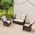thumbnail image 5 of Meetleisure 3 Piece Wicker Patio Furniture Set, Rattan Chairs with Loveseat Sofa, High Back, Deep Seating, Wide Armrest, Thick Cushions for Deck Porch, Beige, 5 of 9