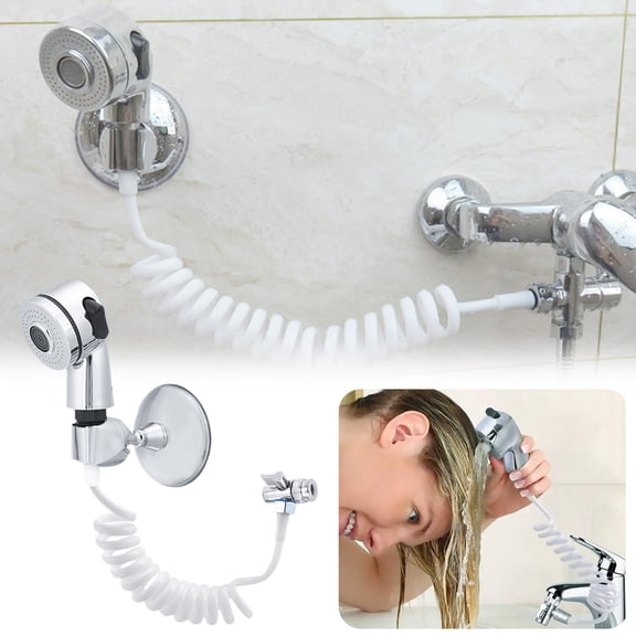 Shower Head and Hose Set, High Pressure Handheld Shower Head with 1.5m Chrome Hose, Faucet Splitter & Wall Holder, Universal Bathroom Replacement Kit (Silver 3 Modes)