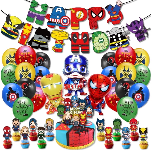 Set de 37 piezas de decoración para fiesta infantil de superhéroes TypicalEve