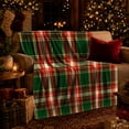 thumbnail image 3 of Green Tartan With Red And Cream Crossbars, Cozy Flannel Blanket with Traditional Tartan Plaid Print, Housewarming Gift for Traditional Plaid Enthusiasts, Home Decor for Bedroom and Living Room, 3 of 7
