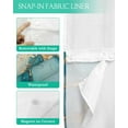 thumbnail image 3 of No Hook Shower Curtains with Snap in Liner, Teal Marble Waterproof Fabric Shower Curtain, Impressionist Ink Painted Abstract Double Layers & See-Through Top Window Bathroom Curtains 66''x72'', 3 of 6
