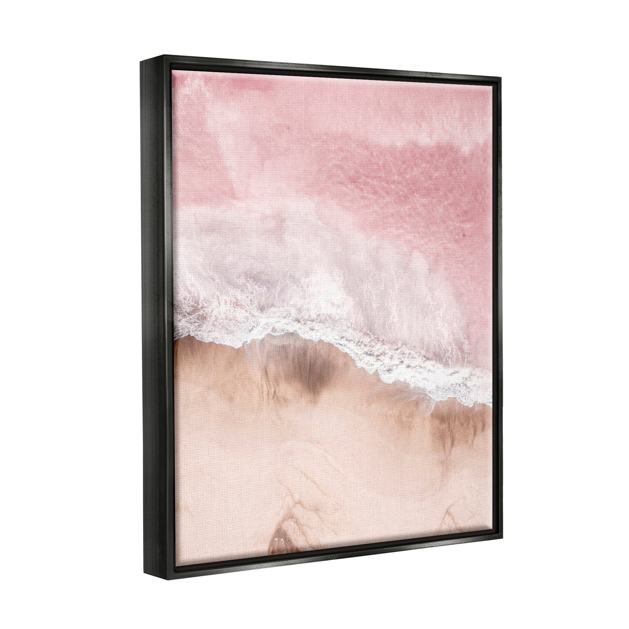 Stupell Industries Pink Sea Beach Shore Nature Photography Black Floater Framed Art Print Wall Art, 25 x 31