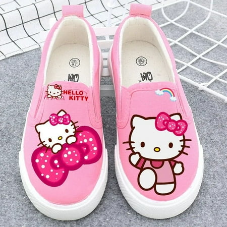 

Hello Kitty spring and autumn children‘s shoes canvas shoes girls cartoon print hedging shoes low-cut casual baby single shoes