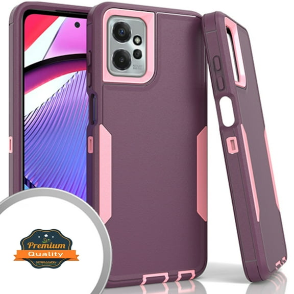 Xpression Cover for Motorola Moto G Power 5G 2023 Hybrid Shockproof Rubber TPU Hard PC Heavy Duty Two Layer Protection Phone Case - Purple Pink