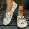thumbnail image 6 of Xfvqtps Ballet Shoes for Women Flat Slip on Close Square Toe Flower Decor Hollow out Retro Soft Toe Comfortable Non Slip Breathable Leather Summer Flats White, 6 of 8