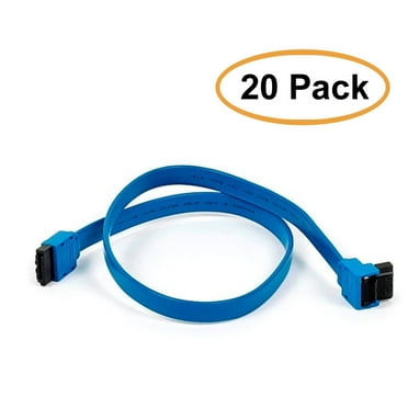 20 Pack, 18 inch SATA 6Gbps Cable w/ Locking Latch ((90 Degree to 180 Degree),), Blue