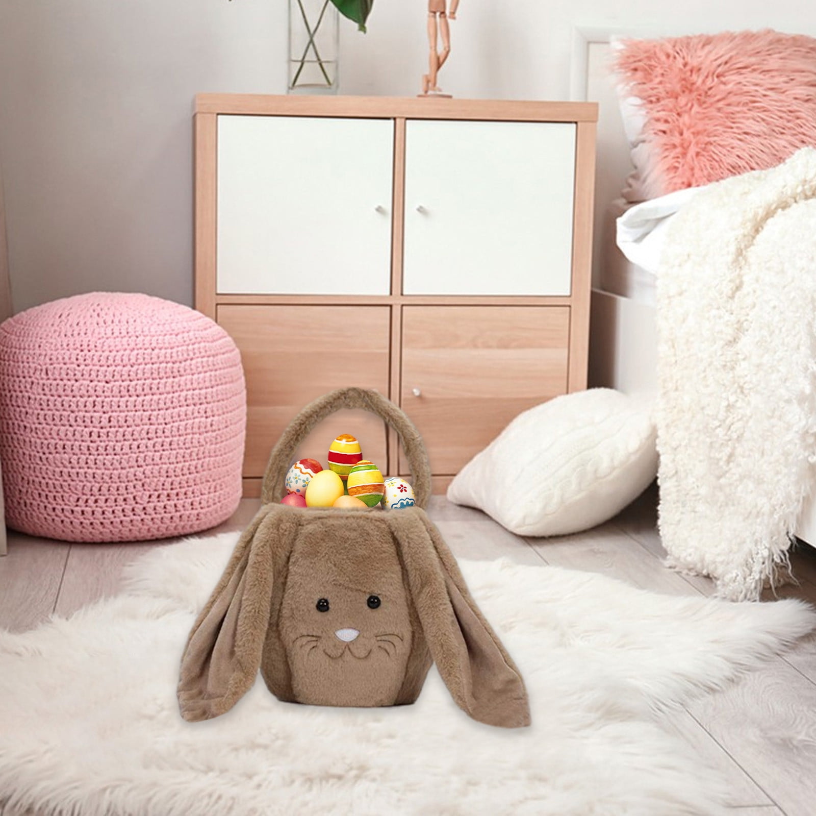 VibHome Easter Baskets Bags for Kids Gift Happy Easter Bunny Long Ears Bags Easter Basket Buckets Easter Tote Bags Children Gift Storage Handbag on Clearance!