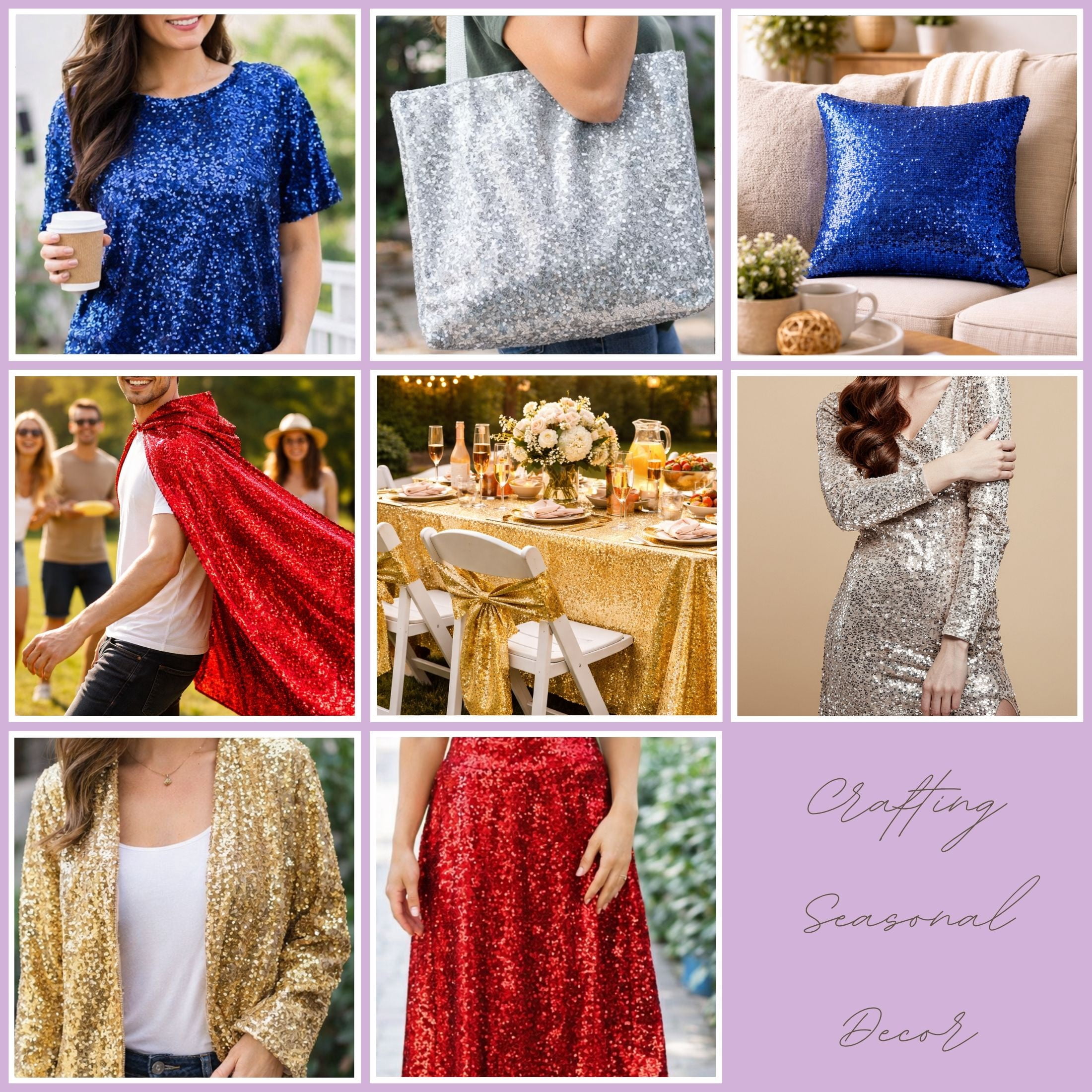 Hello Hobby Silver Sequin Fabric, 41 in x 72 in, 2 Yard Precut, 100% Polyester