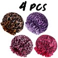 thumbnail image 1 of 4Pcs Double Layer Satin Hair Bonnet Printed Leopard Splicing Design for Curly And Straight Hair Sleeping Cap Leopard 4PCS, 1 of 6