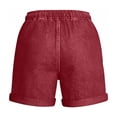 thumbnail image 7 of Ihhxva Linen Shorts for Women High Waisted Straight Leg Fashion Elastic Waist Stretchable Casual Workout Beach Lounge Shorts S-2XL, 7 of 7