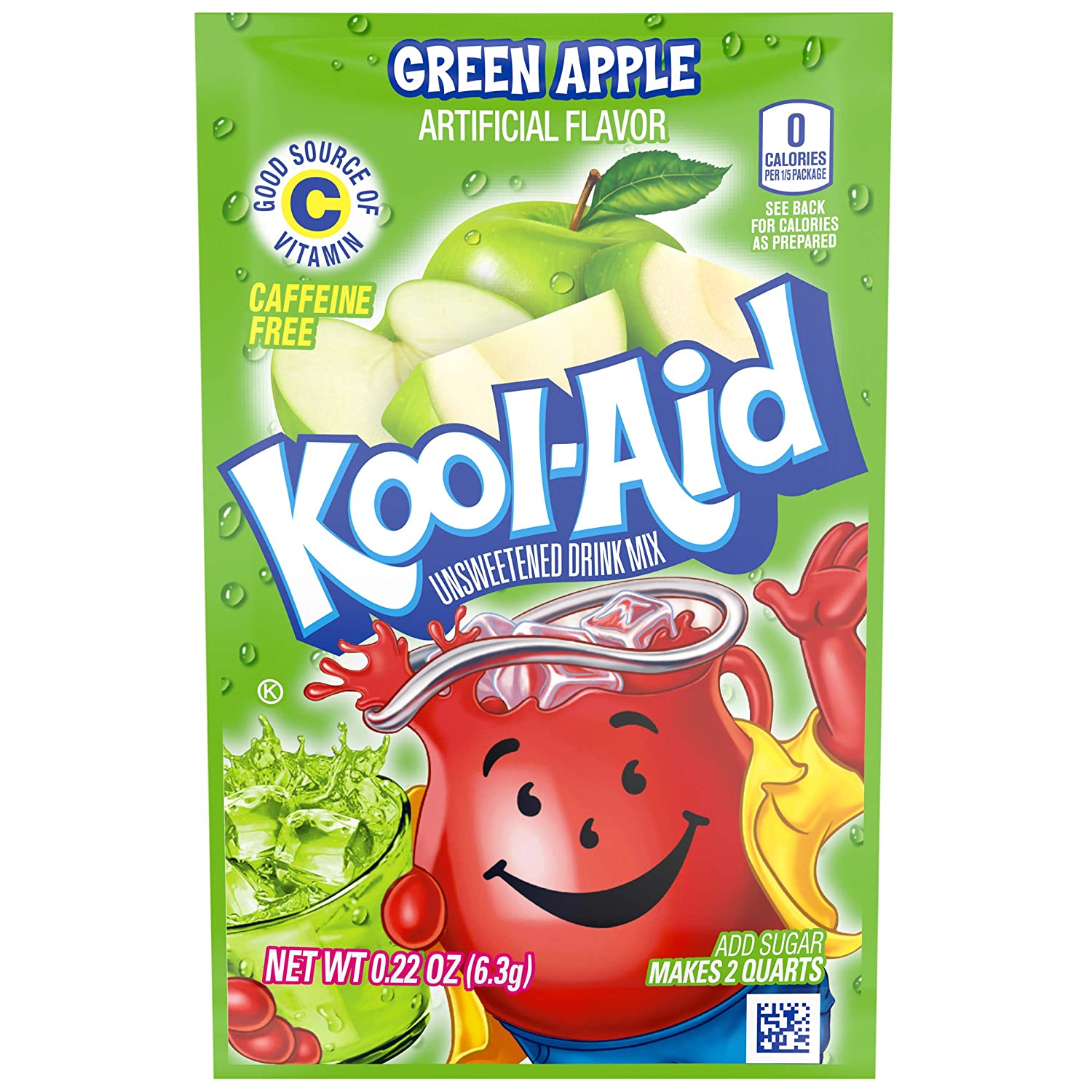 KoolAid Green Apple Flavored Unsweetened Caffeine Free Powdered Drink Mix(192 Packets