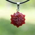 thumbnail image 3 of K-KED 5pc Red Agate Hand Carved Animal Sun Stone Luck Energy Pendants Necklace 17.5''-Owl, 3 of 9