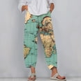 thumbnail image 2 of BUIgtTklOP no boundaries Women's Plus Size Vintage Wide Leg Pants Cotton Linen Harem Pants Summer Elastic Waist Casual Lightweight Baggy Dandelion Pants for Beach,Cropped Pants for Women Clerance, 2 of 5