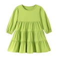 thumbnail image 2 of Vividxx Toddler Girl Dress Long Sleeve Fall Dress Ruffle A-Line Cute Casual Dress Solid Color Daily Wear Party 4-5 Years, 2 of 5