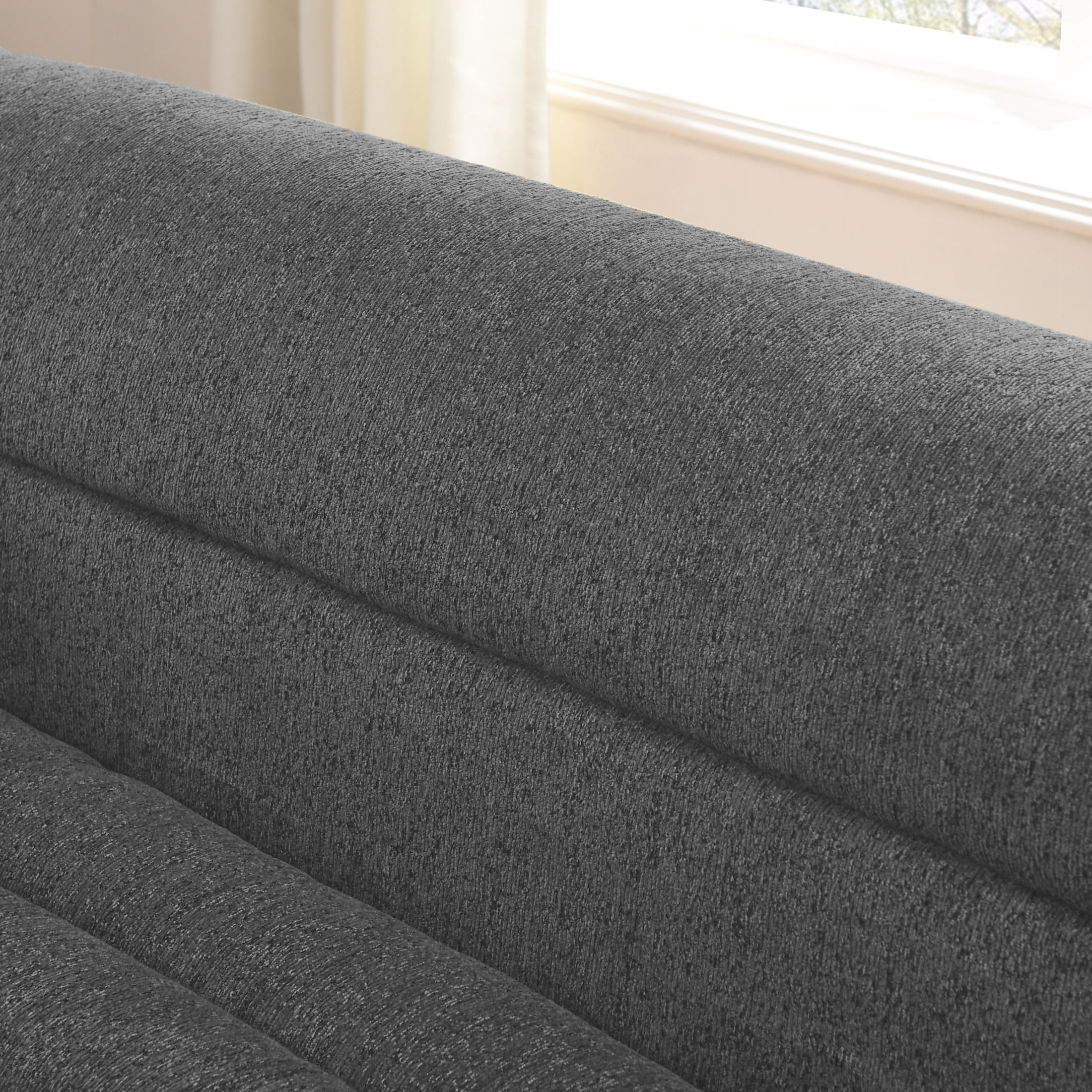 Noble House Modular Sofa Single Chair, Compact Chenille Accent Armless Sectional Component, Boneless Couch, Dark Grey