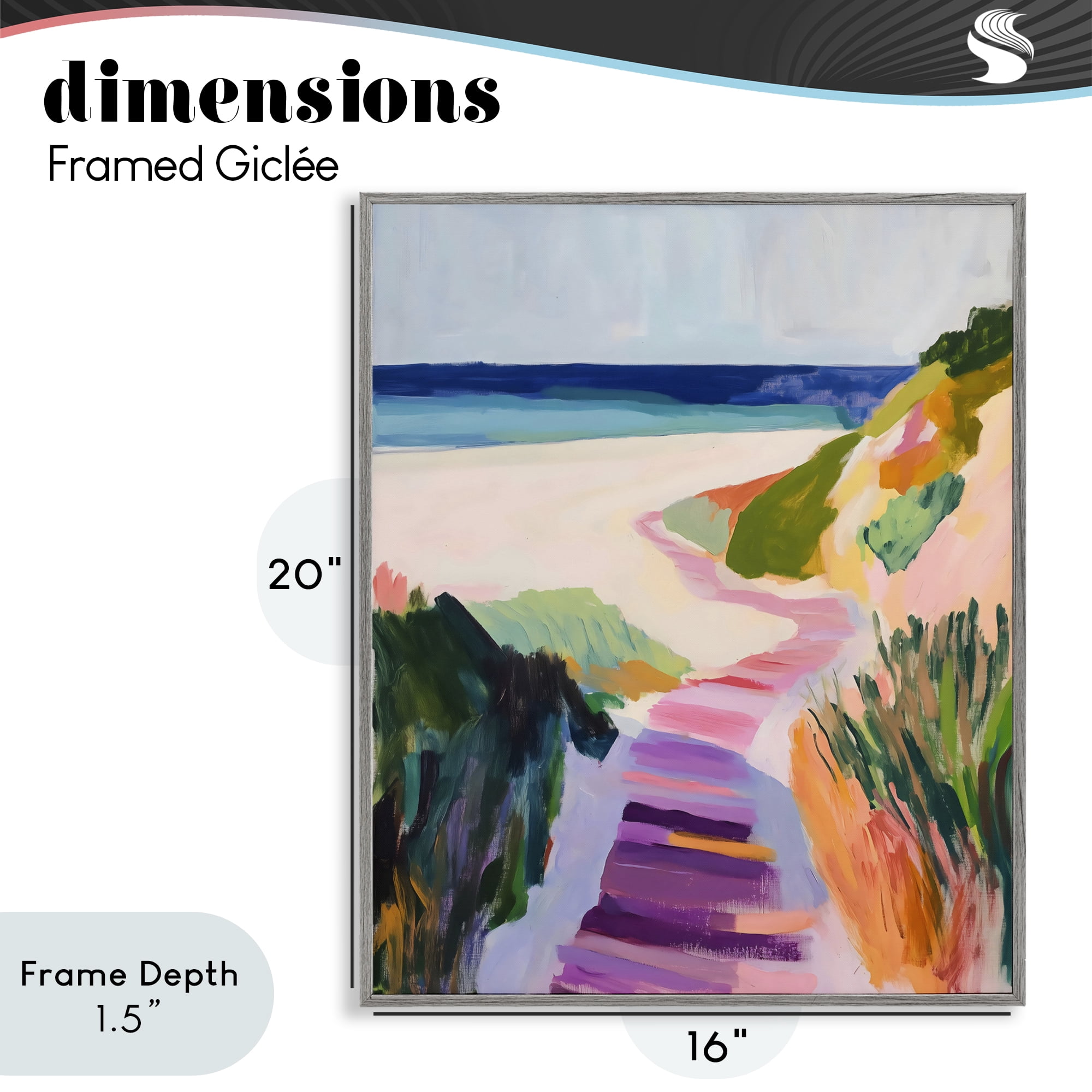 Stupell Industries Pastel Beach Pathway to Shore Gray Framed Giclee Art, design by The Prints Vibe