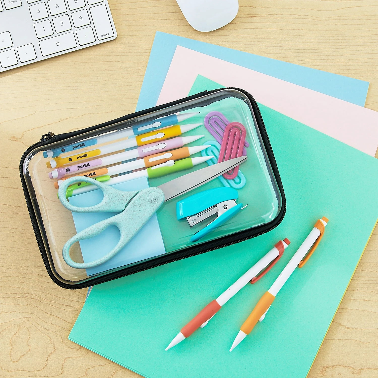 Pen+Gear Zipper Pencil Case, Pencil Boxes for School, Black