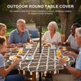 thumbnail image 3 of Round Outdoor Tablecloth with Umbrella Hole and Zipper, Brown Moroccon Tablecloth with Elastic Waterproof, Retro Country Minimalist Abstract Motifs Patio Table Covers for 36" - 44" Pool Tables, 3 of 9