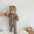 thumbnail image 4 of Newborn Baby Girl Boy Fleece Jumpsuit Cute Standing Ear Hoodie Playsuit Footie Romper Fall Winter Warm Bodysuit Outfits, 4 of 6