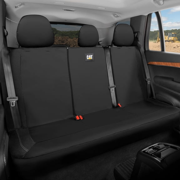 CAT PU Leather Rear Bench Seat Cover - Black, 60/40 Split Fit for Cars, Trucks, SUVs - Waterproof, Scratch-Resistant, Semi-Universal Fit Rear Seat Protector for Most Auto Interior - Easy Install