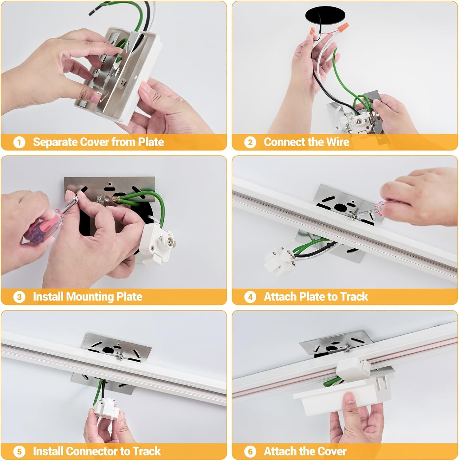 VANoopee 12-Light GU10 LED Track Lighting Kit with 13FT H Type Track Lighting Rail & Floating Canopy Connector, Modern Kitchen Track Lighting Fixtures Ceiling Spotlight, Track Heads White (No Bulbs)