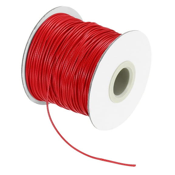 Waxed Cord 1mm Waxed Thread 87 Yard Wax String Leather Cord (Red)