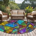 thumbnail image 5 of 8ft Washable Large Round Rug, Abstract Geometric Non-Slip Circle Area Rug for Living Room Dining Room, Rainbow Gradient Crystal Color Blocks Modern Indoor Floor Mat for Home Decor, 5 of 9