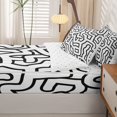 thumbnail image 5 of Homewish Abstract Wavy Stripes Zipper Twin Comforter Sets with Fitted Sheet and 2 Pillowcases,Contemporary Artwork Zipper Bedding Set,White Black,Reversible,4pcs, 5 of 8