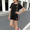 thumbnail image 5 of Edvintorg 2 Piece Outfits for Girls Loose Fit Short Sleeve Crewneck Casual Athletic Shirt and Boyshort Kids Clothes Girls Size 3-14, 5 of 6