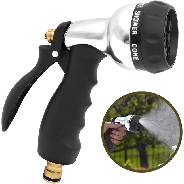 Heavy-Duty Garden Hose Nozzle, Quality Design for Adjustable Sprayer Patterns, Durable and No Leak Watering Tool for Various Household Projects