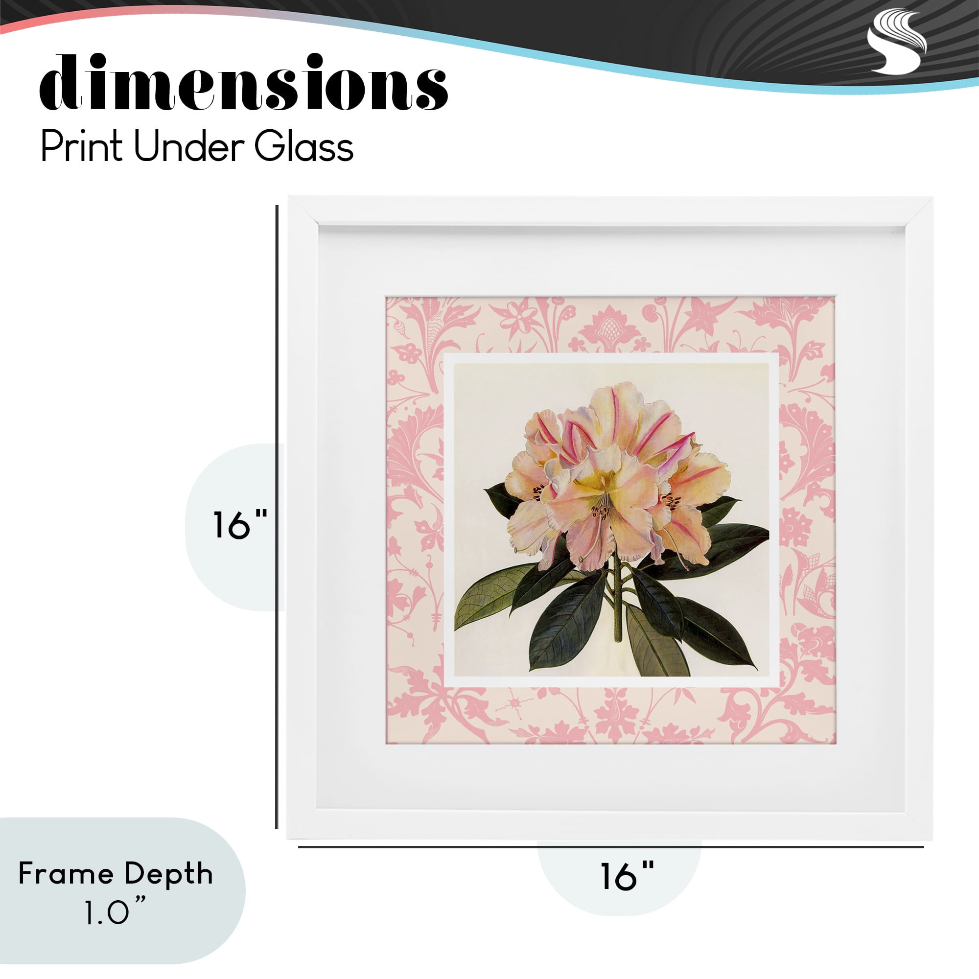 Stupell Industries Pink Vintage Pattern Botanical White Framed Print Under Glass, design by Livi Finn