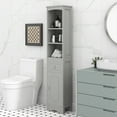 thumbnail image 2 of Tall Bathroom Cabinet, Freestanding Bathroom Storage Cabinet with Drawer and Door, Narrow Linen Storage Cabinet with Adjustable Shelves for Home, Bathroom, Kitchen, Anti-Tipping, Gray, 2 of 9