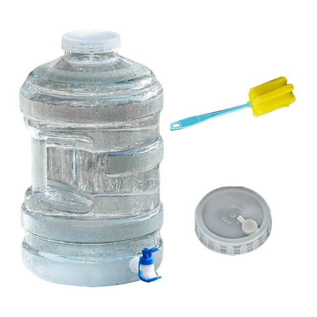Contenedor de agua potable, almacenamiento de agua de emergencia, portátil, transparente, duradero con asa para conducción de automóviles, patio 18.9L con Grifo