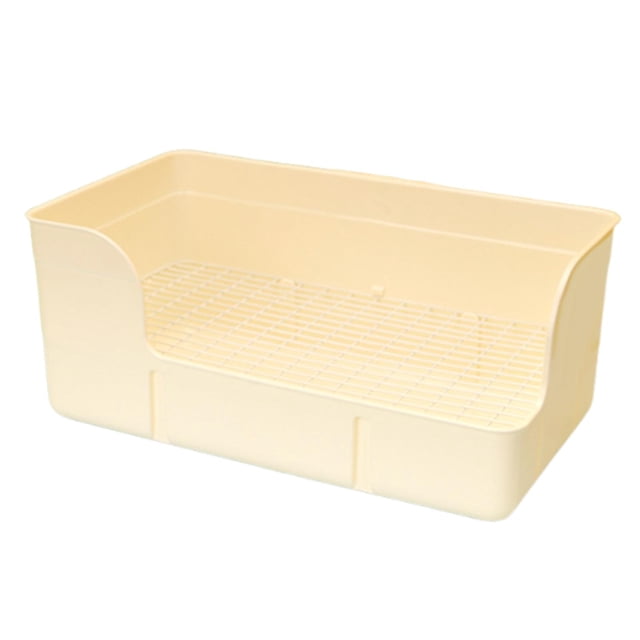 Bunblic Pet Rabbit Litter Box Bedpan Grid Litter Pan for Hamster Small Animals Bunny Beige