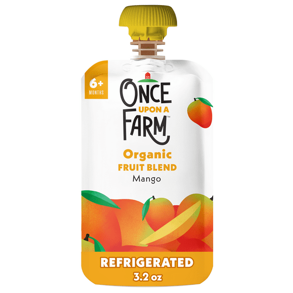 Once Upon a Farm Organic Refrigerated Baby Food Fruit & Veggie Blend Mango, 3.2oz Pouch