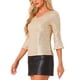 thumbnail image 4 of TOP CON LENTEJUELAS INSPIRADOR CHIC PARA MUJERES CON MANGAS DE CAMPANA 3/4 Y CUELLO EN V METÁLICO BRILLANTE BLUSA DE FIESTA XS DORADA, 4 of 6
