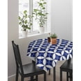 thumbnail image 4 of Retro Rhombus Suqare Tablecloth - 60 x 60 Inch, Morocco Abstract Geometric Art Navy Blue Waterproof & StainResistant Tablecloth, Washable Oil-proof Table Cover for Dining/Party/Wedding/Camping/Buffet, 4 of 9
