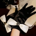thumbnail image 3 of Vintage Gloves Hepburn Black Satin Thin Bowknot Stage Banquet Bride Accessories gloves women Short Satin Gloves Wrist Length Gloves Women's Gown Gloves Opera Wedding Banquet Dress Glove, 3 of 8