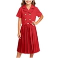 thumbnail image 2 of Girls' 2-Piece Double Breasted Top & Pleated Skirt School Outfit, ideal for daily classes, performances and formal campus themed events, 2-9 Years, 2 of 5