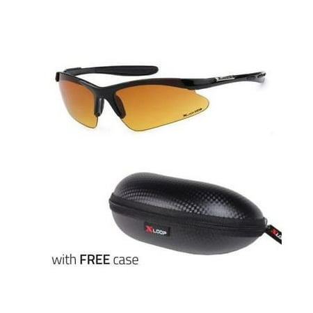 HD Driving Wrap Sunglasses Golf Vision Blue Blocker CASE High Definition BLACK