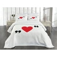 thumbnail image 3 of Ambesonne Love Quilted Bedspread Set 3 Pcs, Red Simple Heart, King Size, Red Black White, 3 of 5