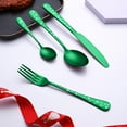 thumbnail image 4 of Christmas Cutlery Set, Stainless Steel Flatware, 4 Piece Knife Fork Spoon Dinnerware Set, Red Green Durable Ergonomic Design Easy Clean, 4 of 7