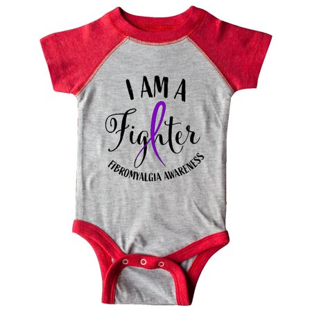 

Inktastic Fibromyalgia Awareness I am a Fighter with Purple Ribbon Gift Baby Boy or Baby Girl Bodysuit